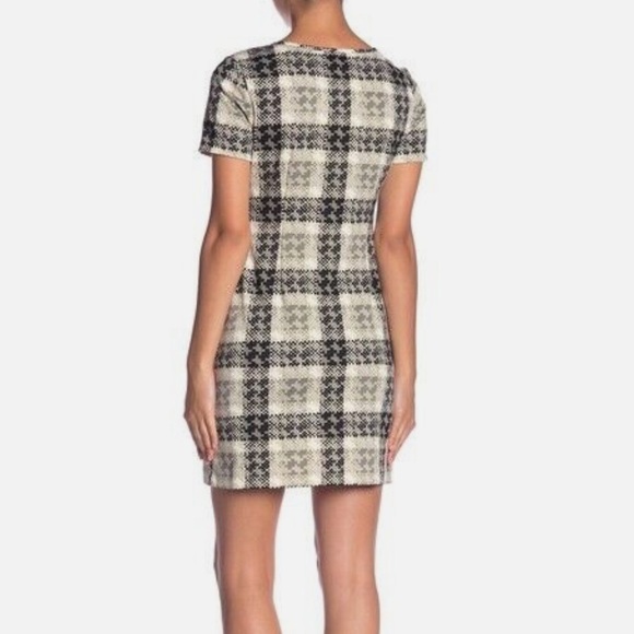 Eliza J. Sheath Short Sleeve Printed Sophisticated Dress Black Tan Sz 6 - Picture 2 of 12